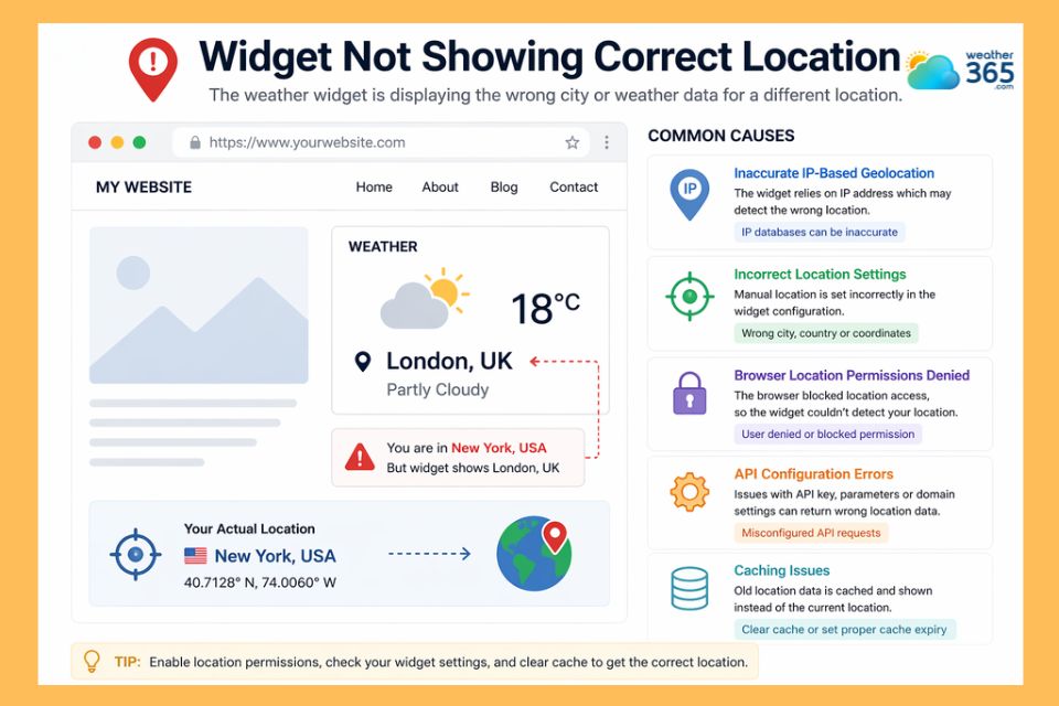 Detect causes for the widget not showing correct location