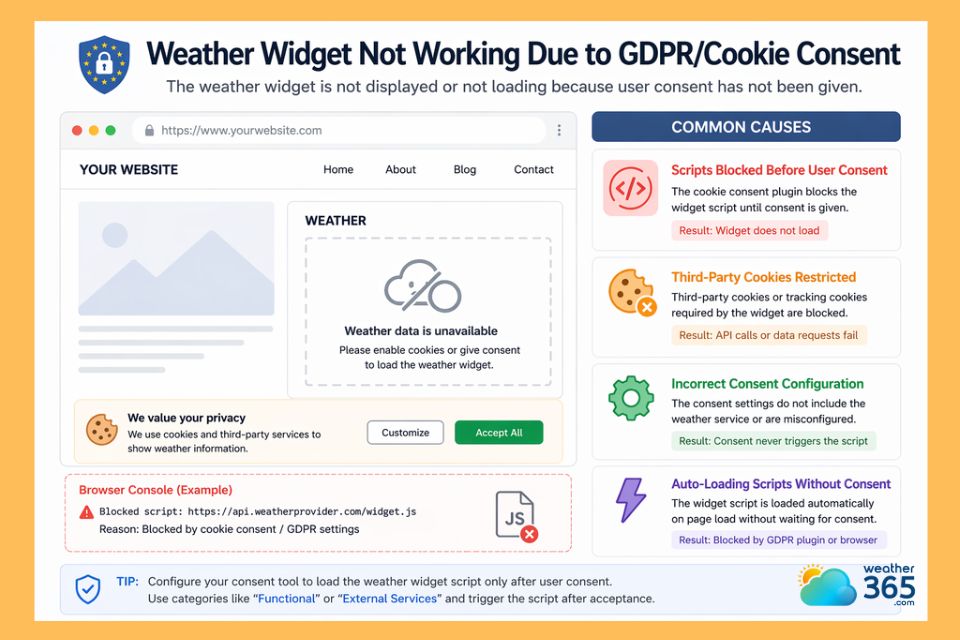 Common causes for the weather widget not working