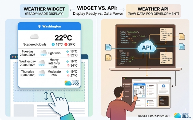 Difference between weather widgets vs weather APIs