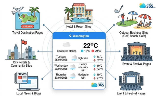 The weather widget is widely used on travel and tourism websites