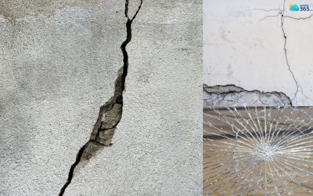 Shock waves from lightning cause concrete and glass cracks