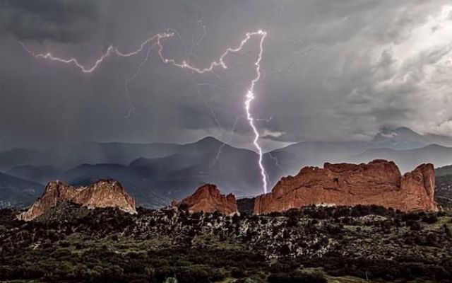 Lightning near the Garden of the Gods in Colorado Springs