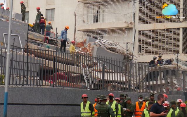 Rescue workers evaluate damage in Palos Grandes