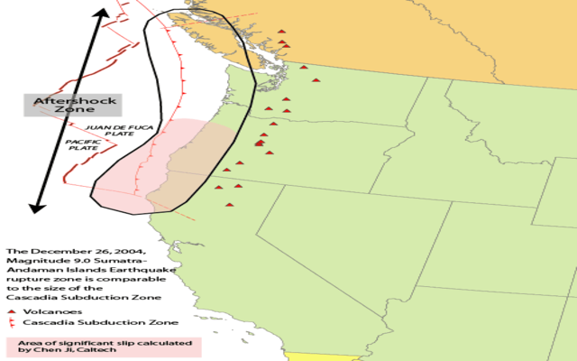 Map showing Cascadia subduction zone