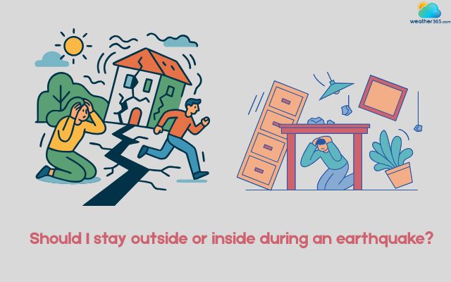 Should I stay outside or inside during an earthquake?